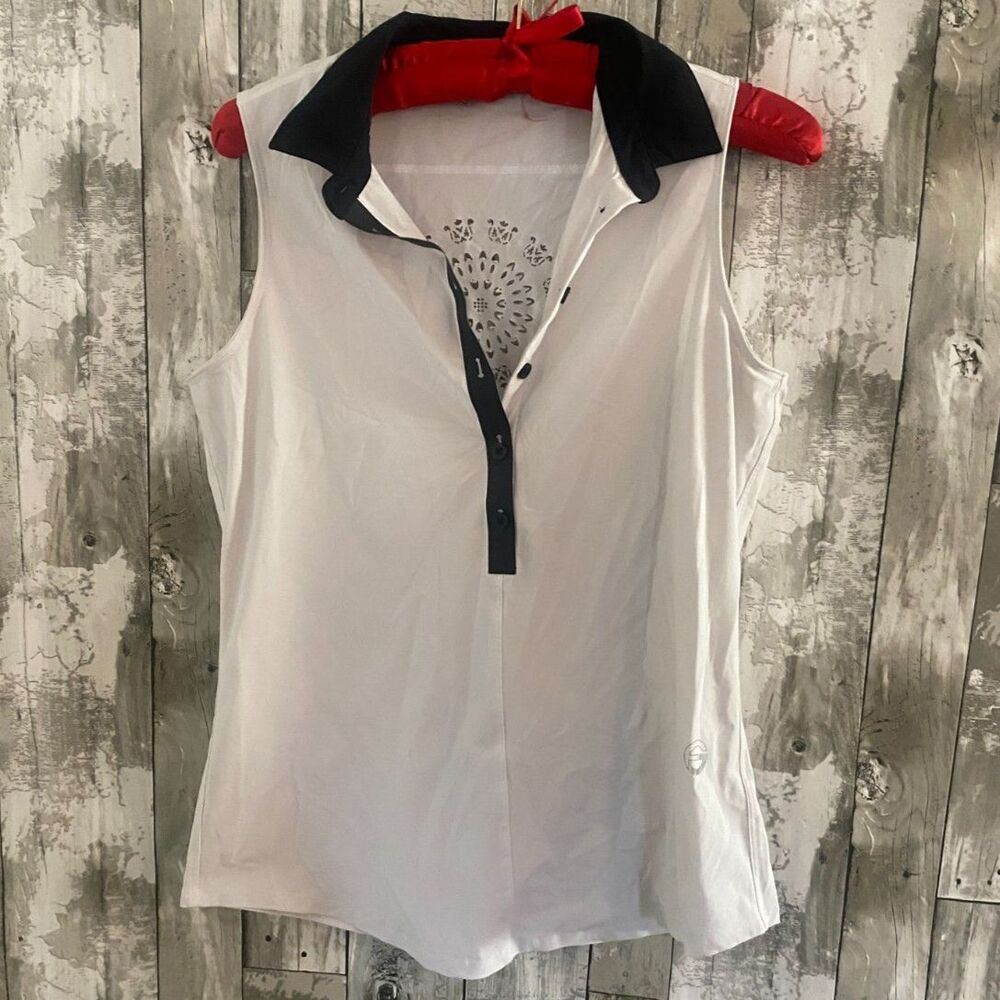 Foray Golf white sleeveless collar top XS